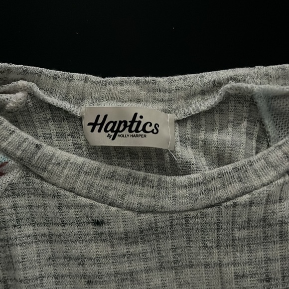 Haptics Long-Sleeve Tee, Size Small, Gray with Multi-Colored Sleeves - Picture 2 of 3